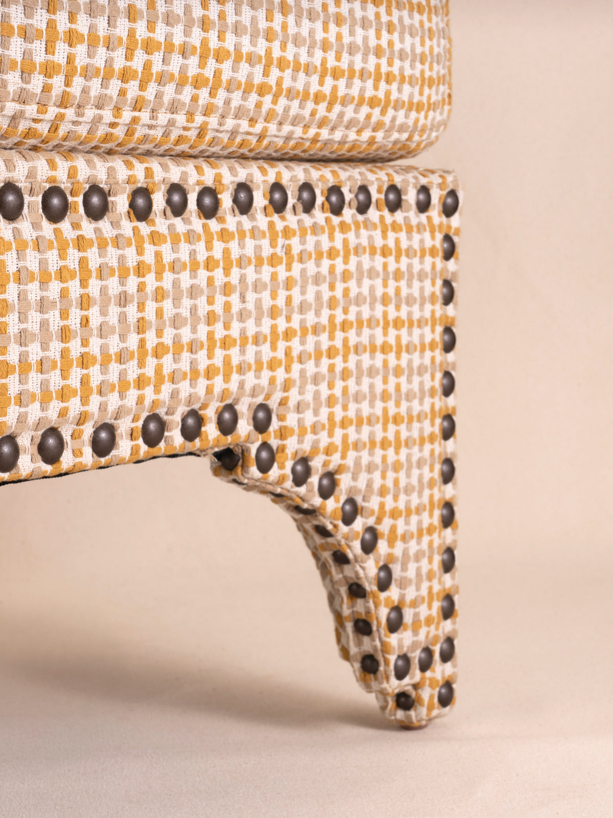 Candemir Ottoman (Small) in 'Pinegrove' - Yellow Taupe
