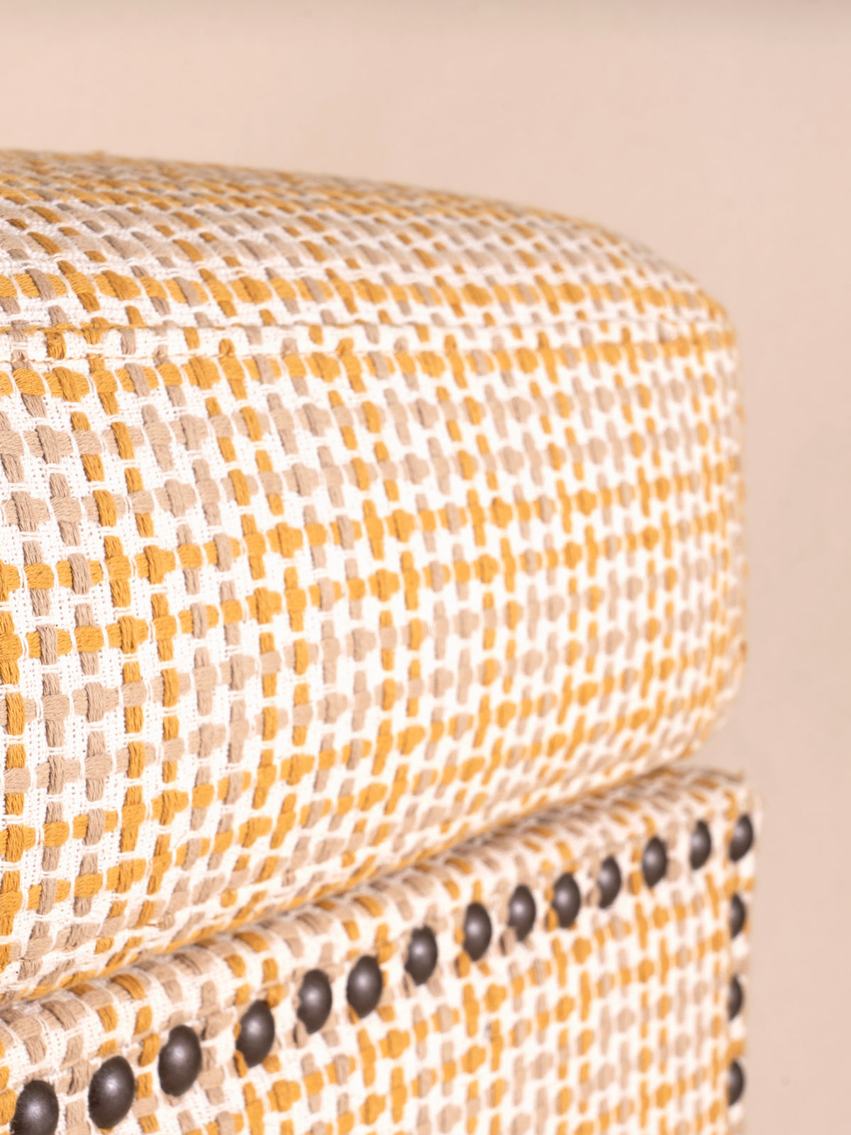 Candemir Ottoman (Small) in 'Pinegrove' - Yellow Taupe