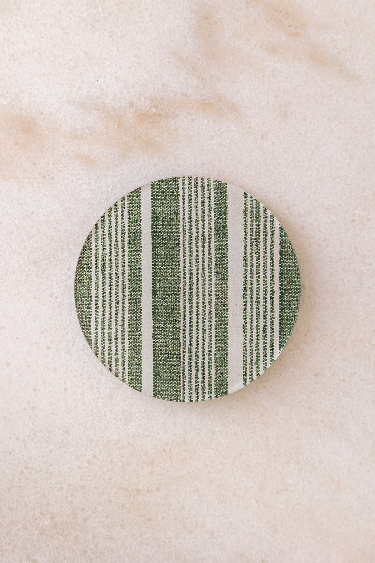 Proper Table acrylic coaster in Stuart Stripe, green and white stripes