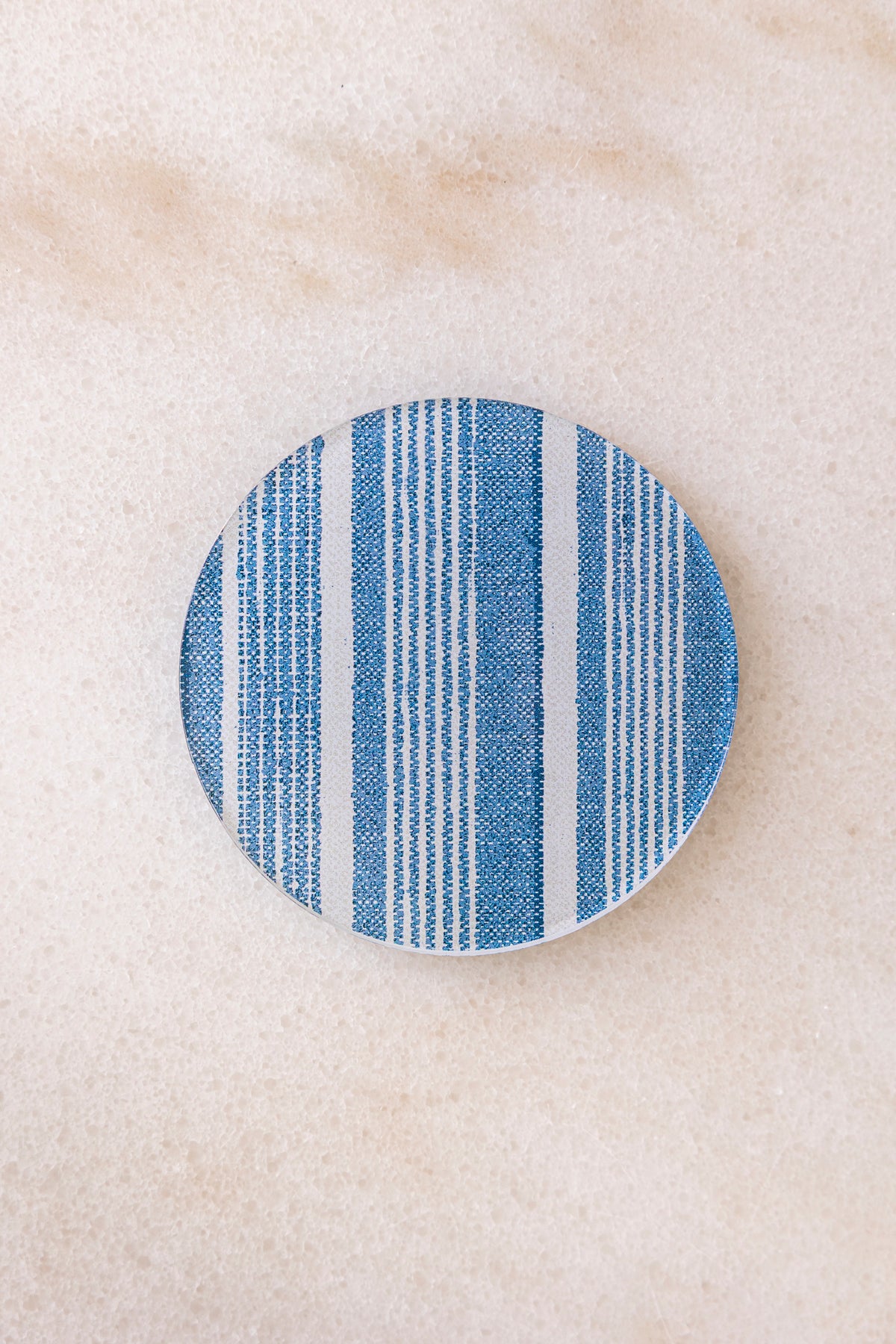 Proper Table acrylic coaster in Stuart Stripe, blue and white stripes
