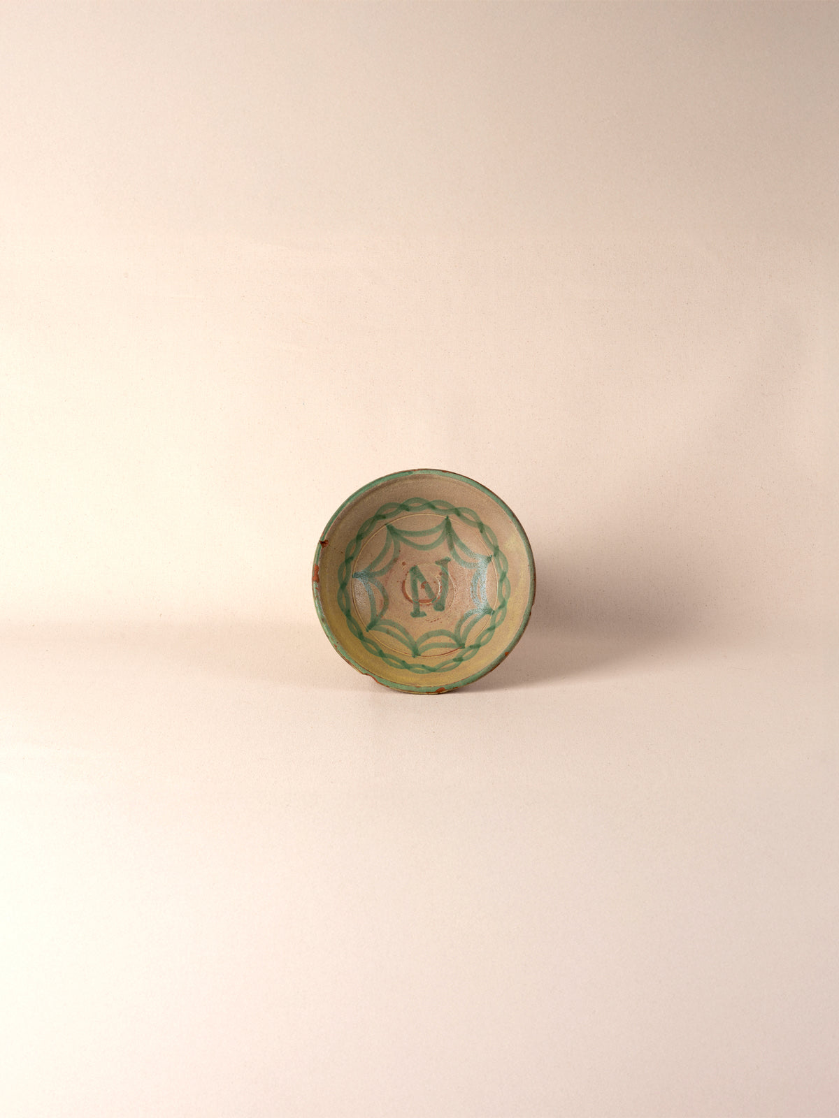 Pair of antique green ceramic Peruvian bowls