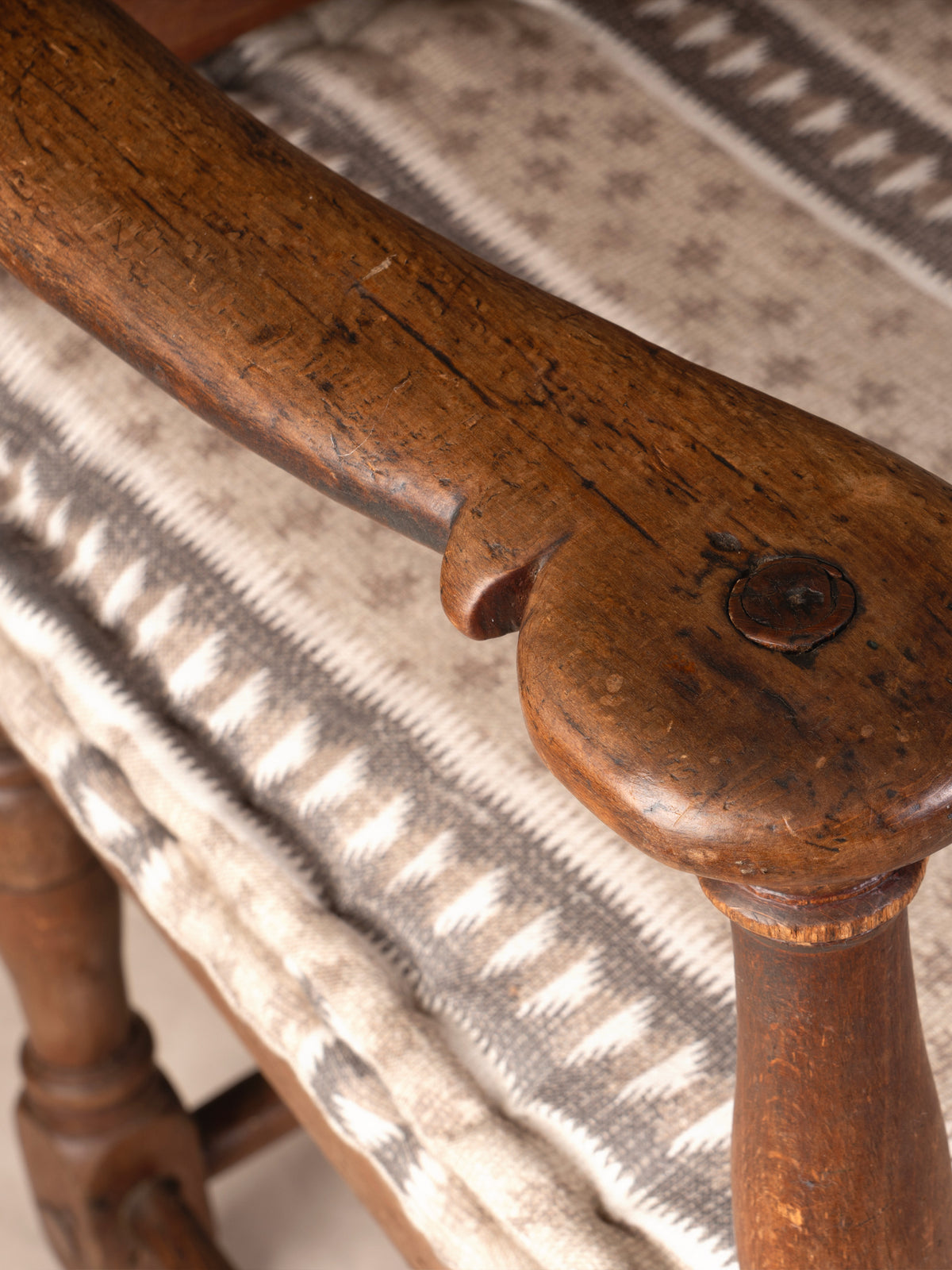 Antique English Armchair with 'Northstar Stripe' Cushion