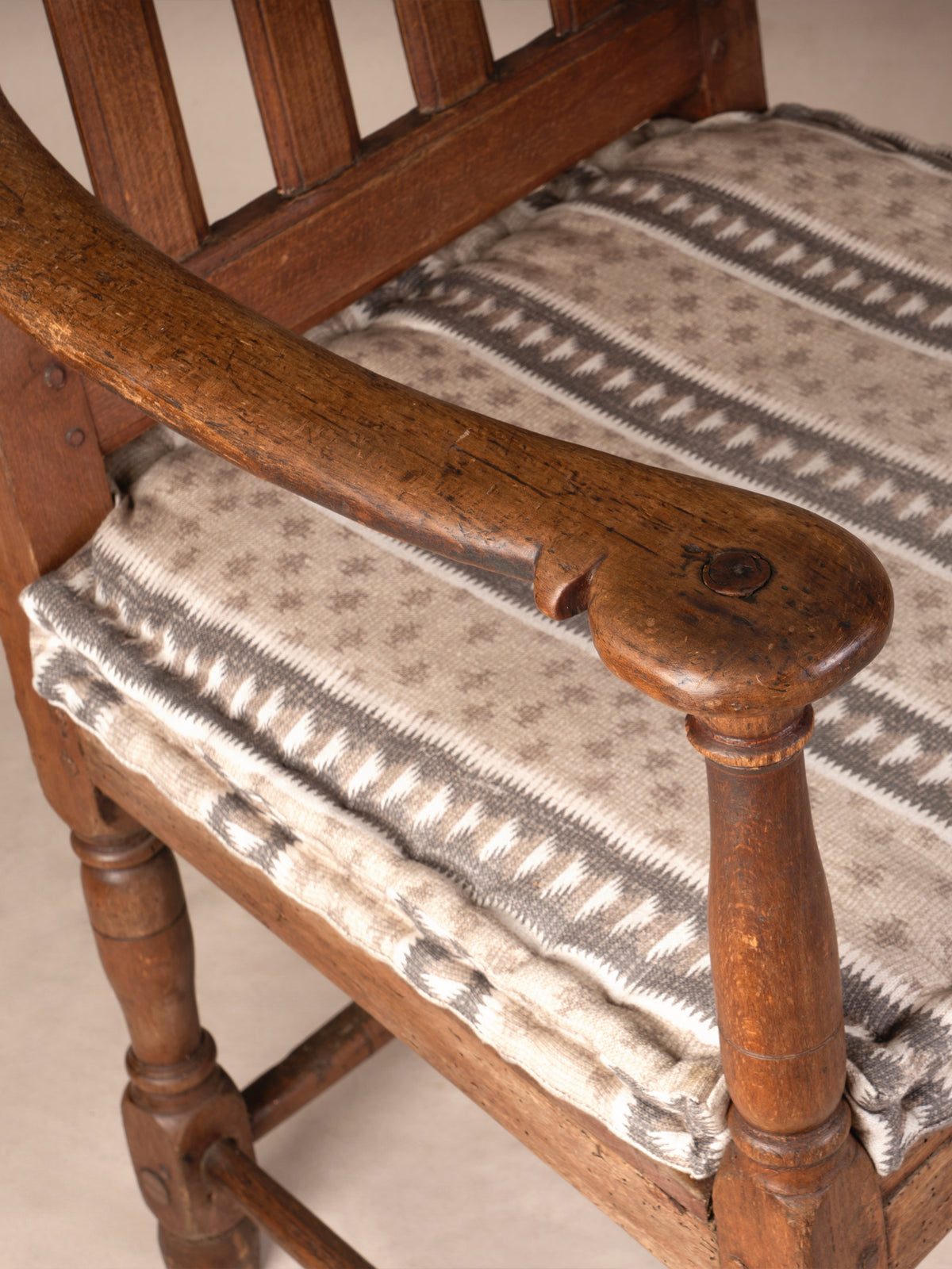 Antique English Armchair with 'Northstar Stripe' Cushion