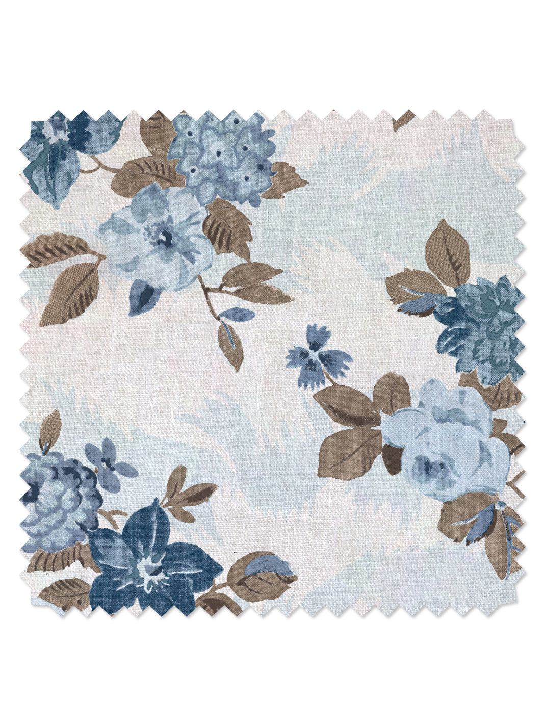 &#39;Theodora&#39; Linen Fabric - Blue Brown