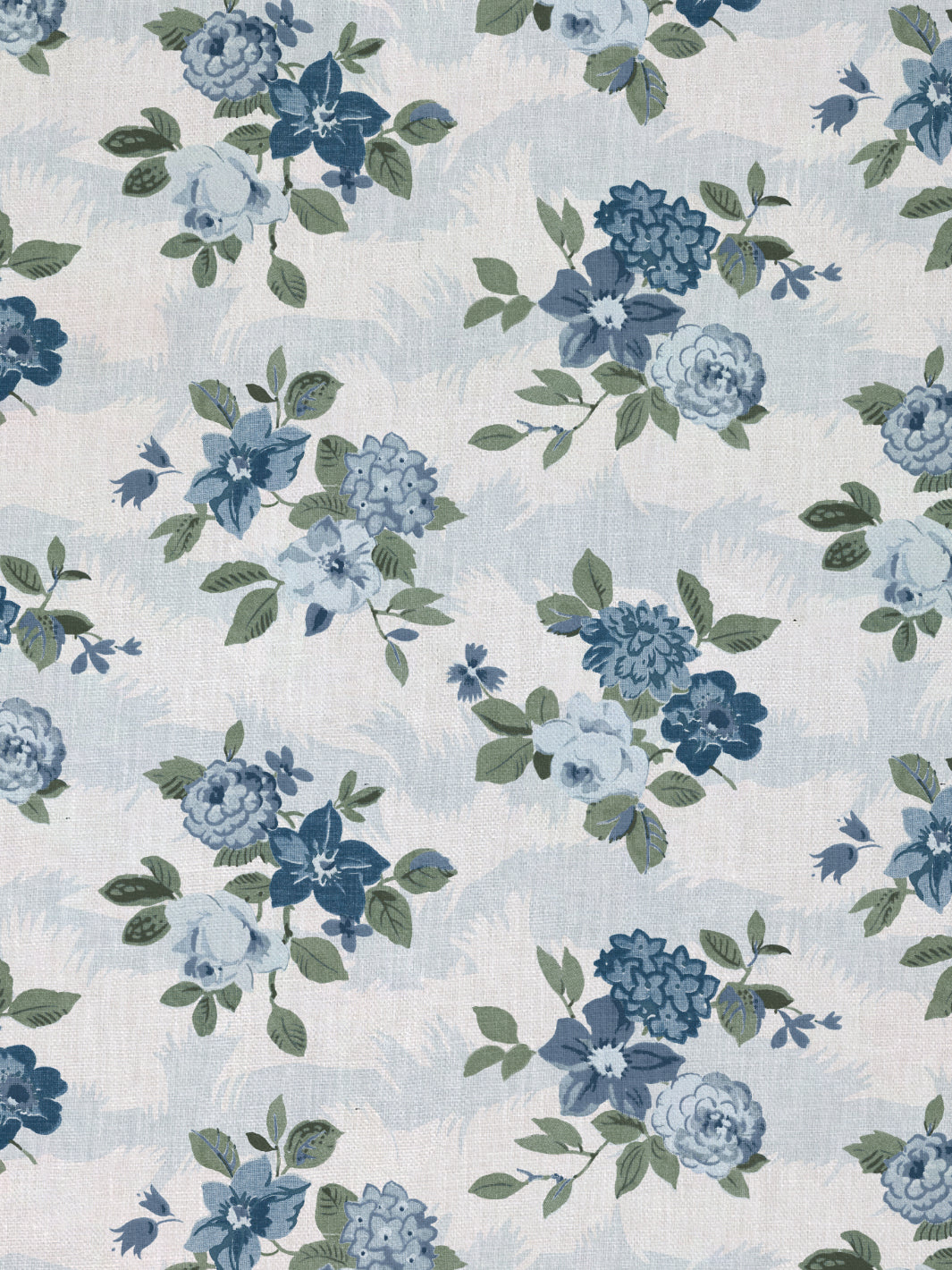 &#39;Theodora&#39; Linen Fabric - Blue Green