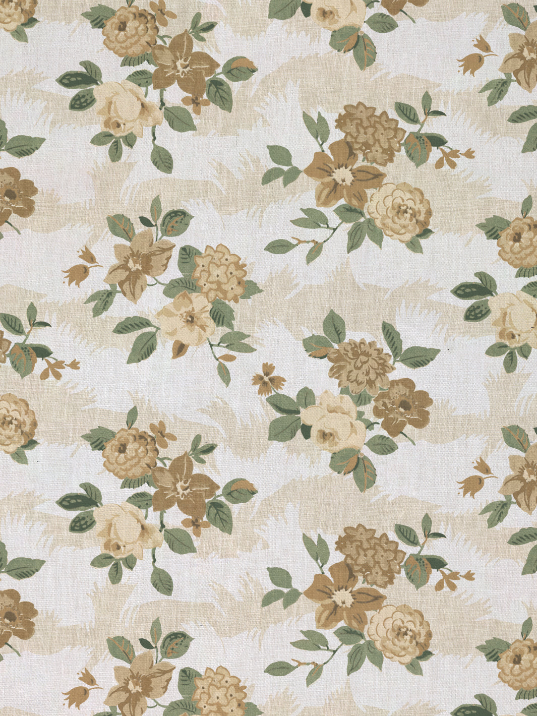 &#39;Theodora&#39; Linen Fabric - Gold Green