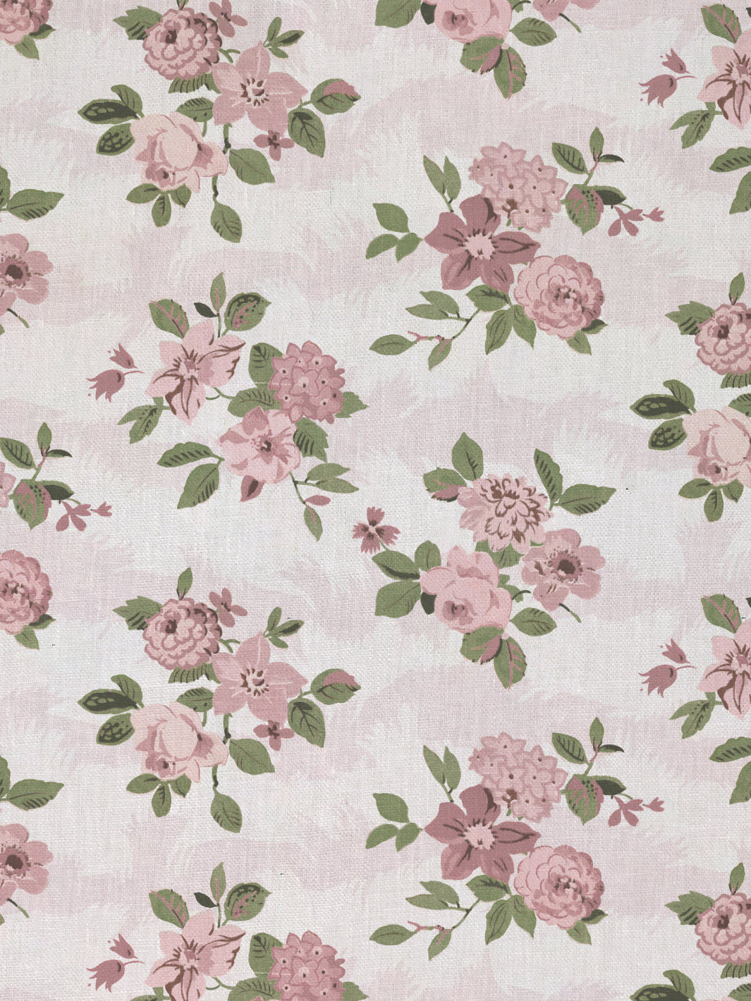 &#39;Theodora&#39; Linen Fabric - Pink Green